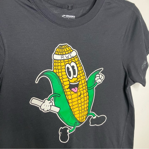 Brooks running corn graphic tee black womens size large casual lightweight - Picture 3 of 5